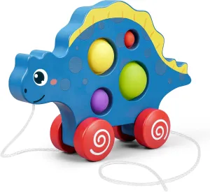ICEKO Wooden Pull Along Toddler Toys，Dinosaur Walking Pull Toy，Developmental Toys for 1 2 3 Year Old Baby Birthday Gift