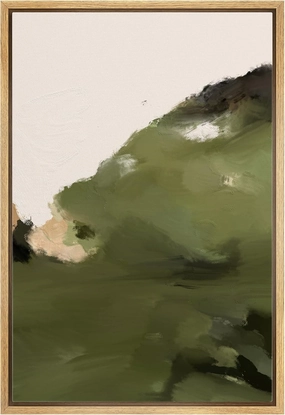 IDEA4WALL Framed Canvas Print Wall Art Pastel Watercolor Green Mountain Range Abstract Nature Illustrations Modern Art Bohemian Decorative Colorful for Living Room, Bedroom, Office - 24"x36" Natural