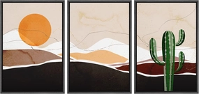 IDEA4WALL Framed Canvas Print Wall Art Set Mid-Century Desert Dune Cactus Landscape Abstract Nature Illustrations Modern Art Nordic Zen Decorative for Living Room, Bedroom, Office - 24"x36"x3 Black