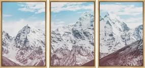 IDEA4WALL Framed Wall Art Print Set Multicolor Gradient Snowy Mountain Ranges Nature Wilderness Photography Realism Rustic Scenic Colorful Ultra for Living Room, Bedroom, Office - 24"x36"x3 Natural