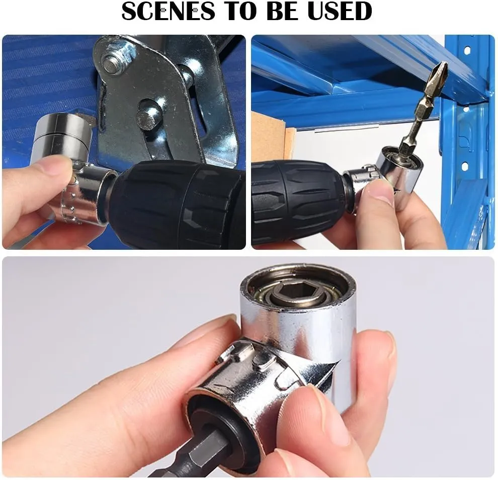 Impact Grade Power Hand Tools Driver Sockets Adapter Extension Set, 3Pcs 1/4 3/8 1/2" Hex Shank Drill Nut Driver Bit Set   105 Degree Right Angle Driver Extension Screwdriver Drill Attachment