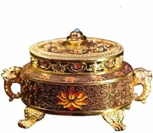 Incense Holder Incense Burner Tibetan Painted Enamel Zinc Alloy Coil Incense Holder Home Office Decoration (Gray 8CM)