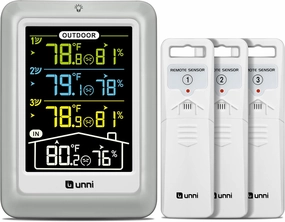 Indoor Outdoor Thermometer Wireless, 4.5 Inch Display Digital Hygrometer Thermometer Temperature Humidity Monitor with 330ft Range Sensor and Adjustable Backlight (Colorful)