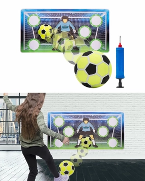 Indoor Soccer Game Set, Kick and Stick Removable 2ft x 4ft, Improve Ball Skills, Soccer Training Vinyl Wall Mat, Includes Soccer Ball, Ball Pump – Indoor Games for Kids 5-12 Year Old – Easy Setup
