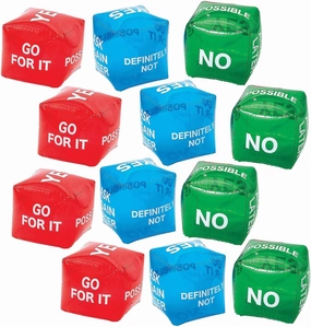 Inflatable Jumbo Decision Maker Dice - 16" x 16" (Pack of 12), Assorted Colors Vinyl Dice, Perfect Fun Prize and Activity for Parties and Events