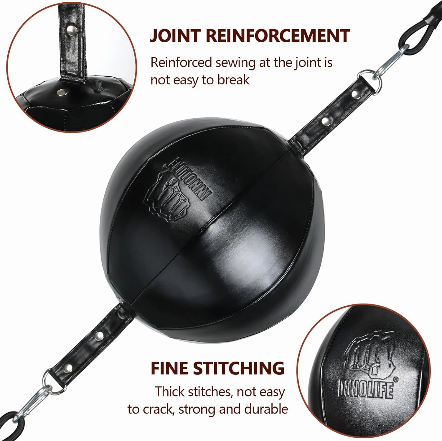 InnoLife Double End Punching Ball Striking Punching Bag Kit, Speed Striking Reflex Kit with Bungee Cords Perfect for Reaction, Agility, and Hand Eye Coordination Training