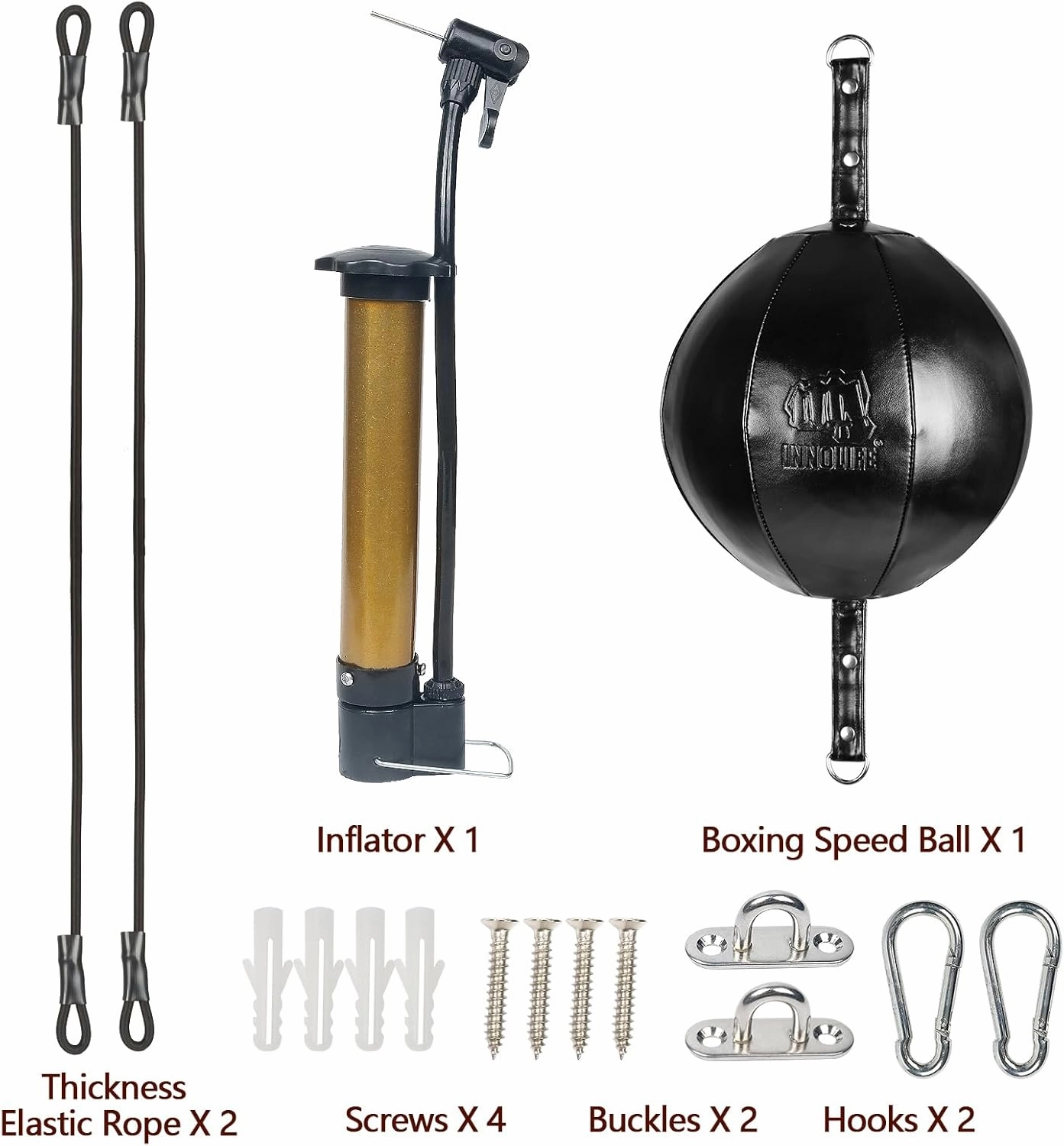 InnoLife Double End Punching Ball Striking Punching Bag Kit, Speed Striking Reflex Kit with Bungee Cords Perfect for Reaction, Agility, and Hand Eye Coordination Training