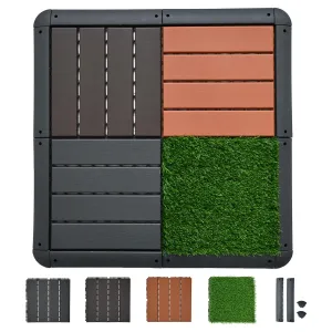 Interlocking Patio Deck Tiles, Waterproof and Non-Slip, Easy to Clean and Maintain. Ideal Use for Garden/Walkway/Balcony/Yard/Porch Decor, Home Décor, Plastic Material.(Brown 9pcs)
