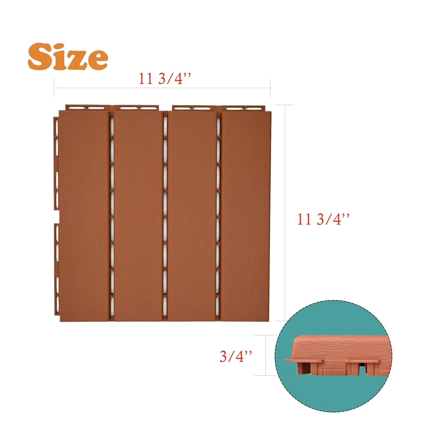Interlocking Patio Deck Tiles, Waterproof and Non-Slip, Easy to Clean and Maintain. Ideal Use for Garden/Walkway/Balcony/Yard/Porch Decor, Home Décor, Plastic Material.(Brown 9pcs)