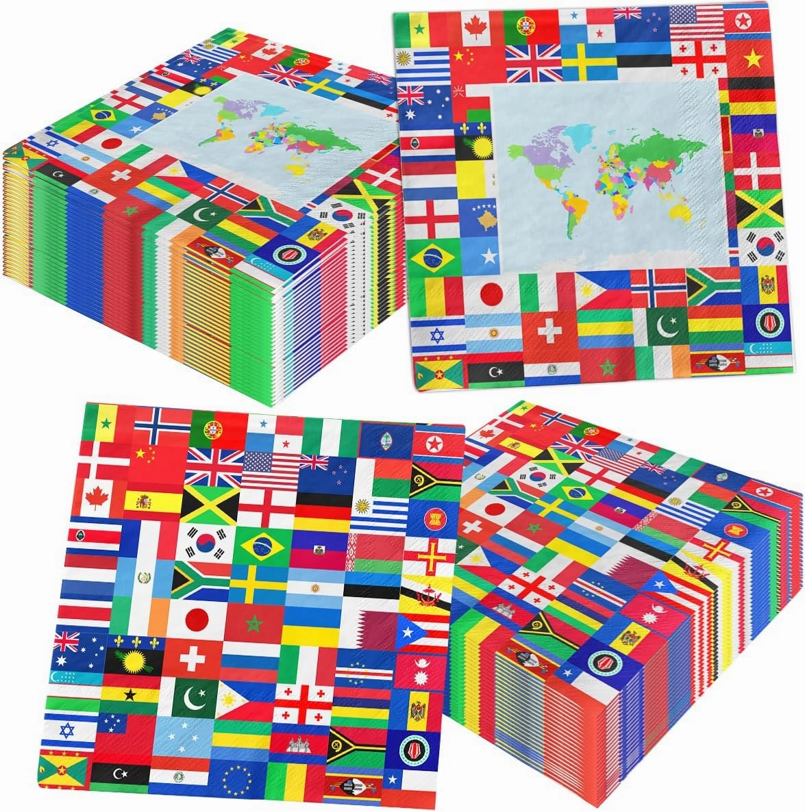 International Flag Napkins, 40 Pieces World Flags Party Decorations Napkins,Disposable Checkered Flag Napkins for Soccer Sports Friend Gatherings Celebration Party Supplies