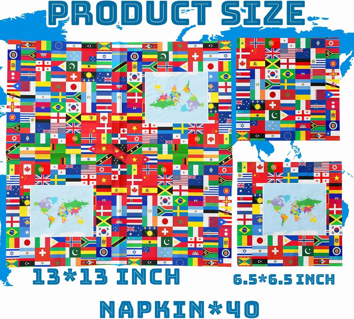 International Flag Napkins, 40 Pieces World Flags Party Decorations Napkins,Disposable Checkered Flag Napkins for Soccer Sports Friend Gatherings Celebration Party Supplies