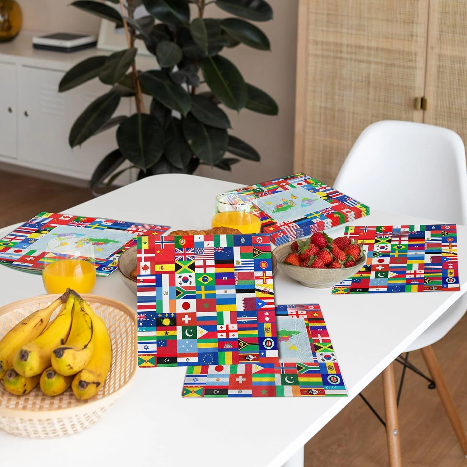 International Flag Napkins, 40 Pieces World Flags Party Decorations Napkins,Disposable Checkered Flag Napkins for Soccer Sports Friend Gatherings Celebration Party Supplies
