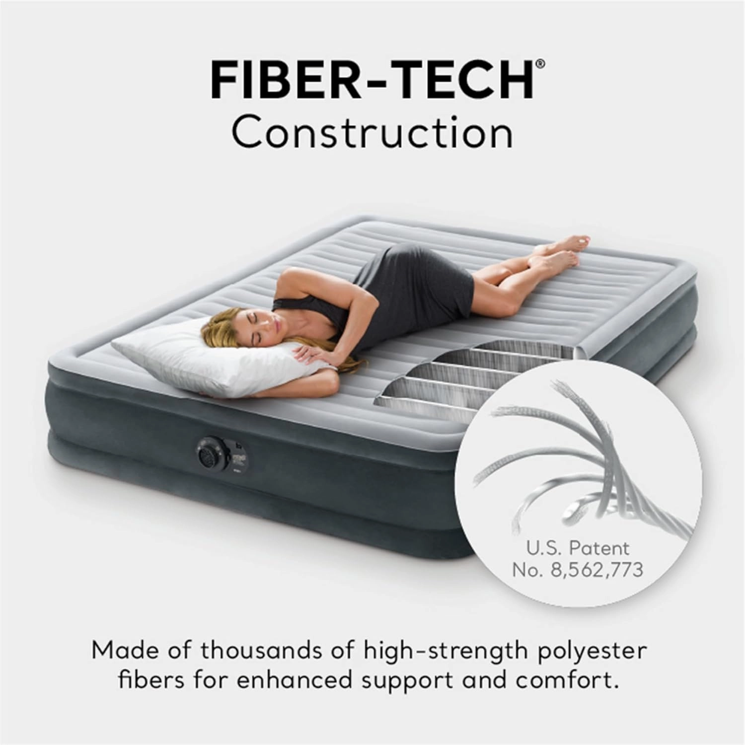 Intex Mid-Rise Air Mattress Bed with Built-in Pump, Dura-Beam Deluxe Comfort Plush, Queen - Portable Luxury Travel Airbed for Adults, Camping, Guests