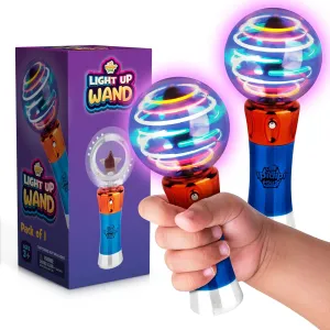 IPIDIPI TOYS Spinning Light Up Wand for Kids, Pack of 2 LED Magic Sensory Globe Wand, Classroom Party Favors, Cool Spinning Glow Toy for Toddlers, 4th of July Thrilling Fun for Boys and Girls