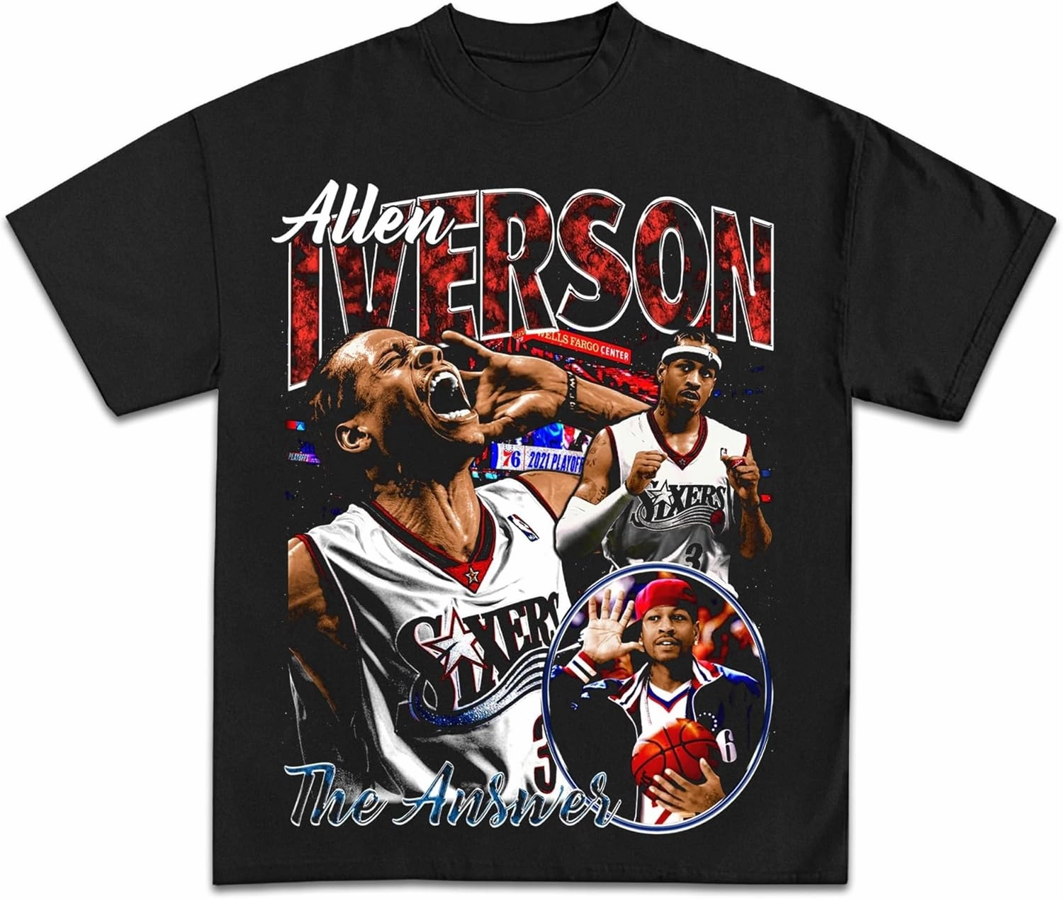 Iverson Sixers Scream Graphic Tee | Premium Quality Heavyweight Basketball Shirt for Adults & Kids