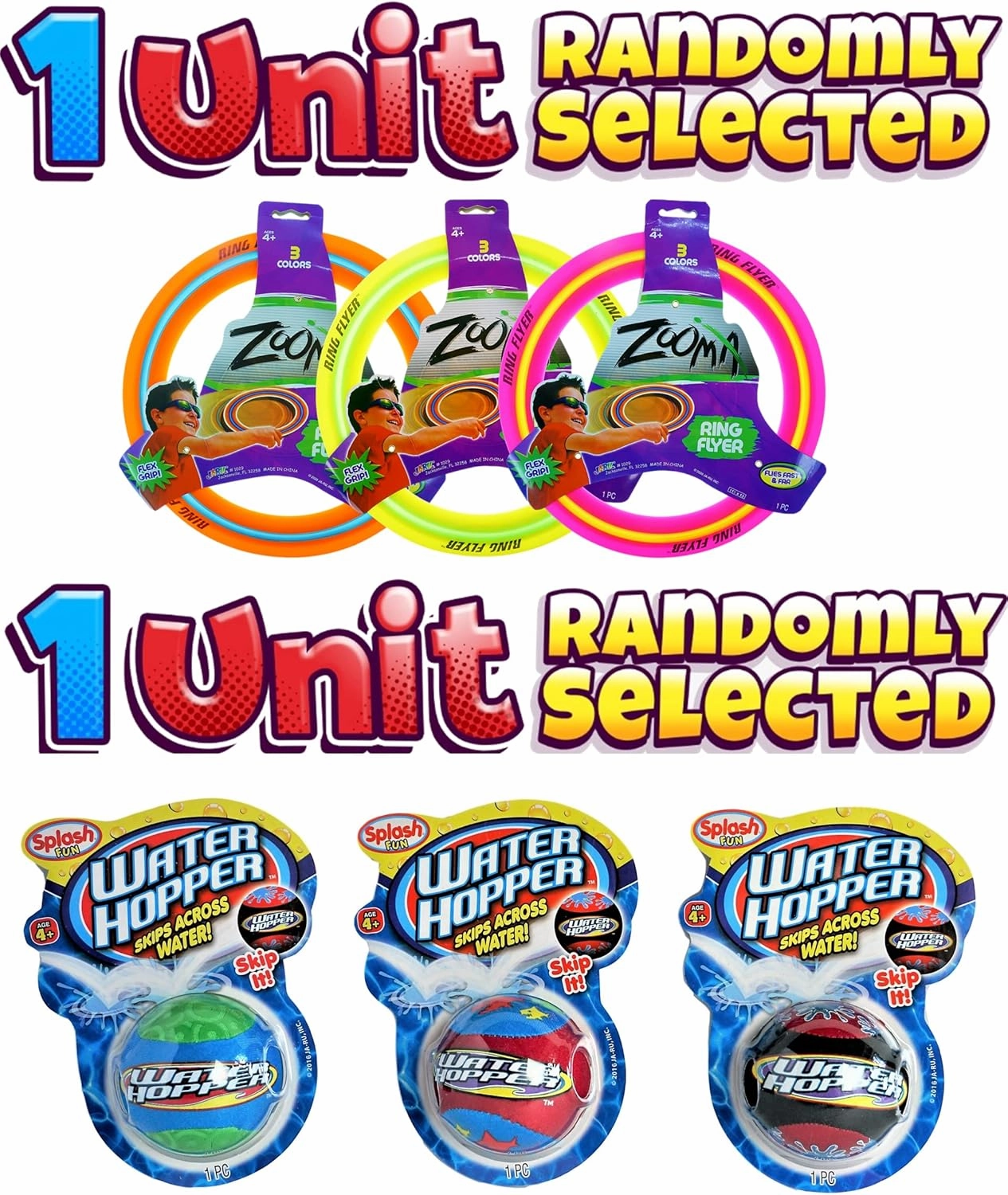 JA-RU Pro Hopper Skip Water Bouncing Ball Professional Fidget Skip Ball Pool Bounce Balls Toys. Skipping Beach Ball. Outdoor Game Party Favor Pool Toy Style B 880-1