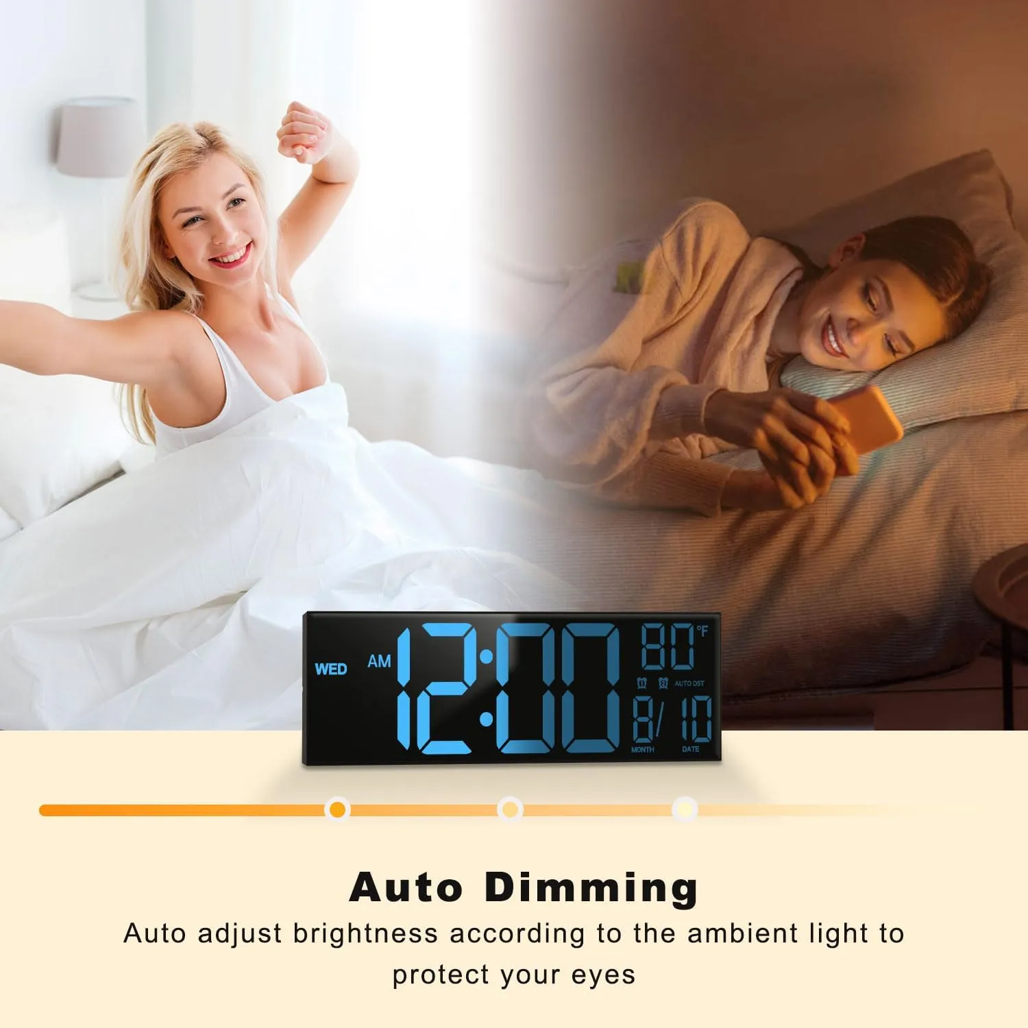 JALL 16" Large Digital Wall Mount Clock, Count Down Timer with Remote, Alarm, Big LED, 8 RGB Color, DST, Temperature for Living Room Classroom Desk, Xmas, Birthday Gift for Senior Men Women Mom Dad