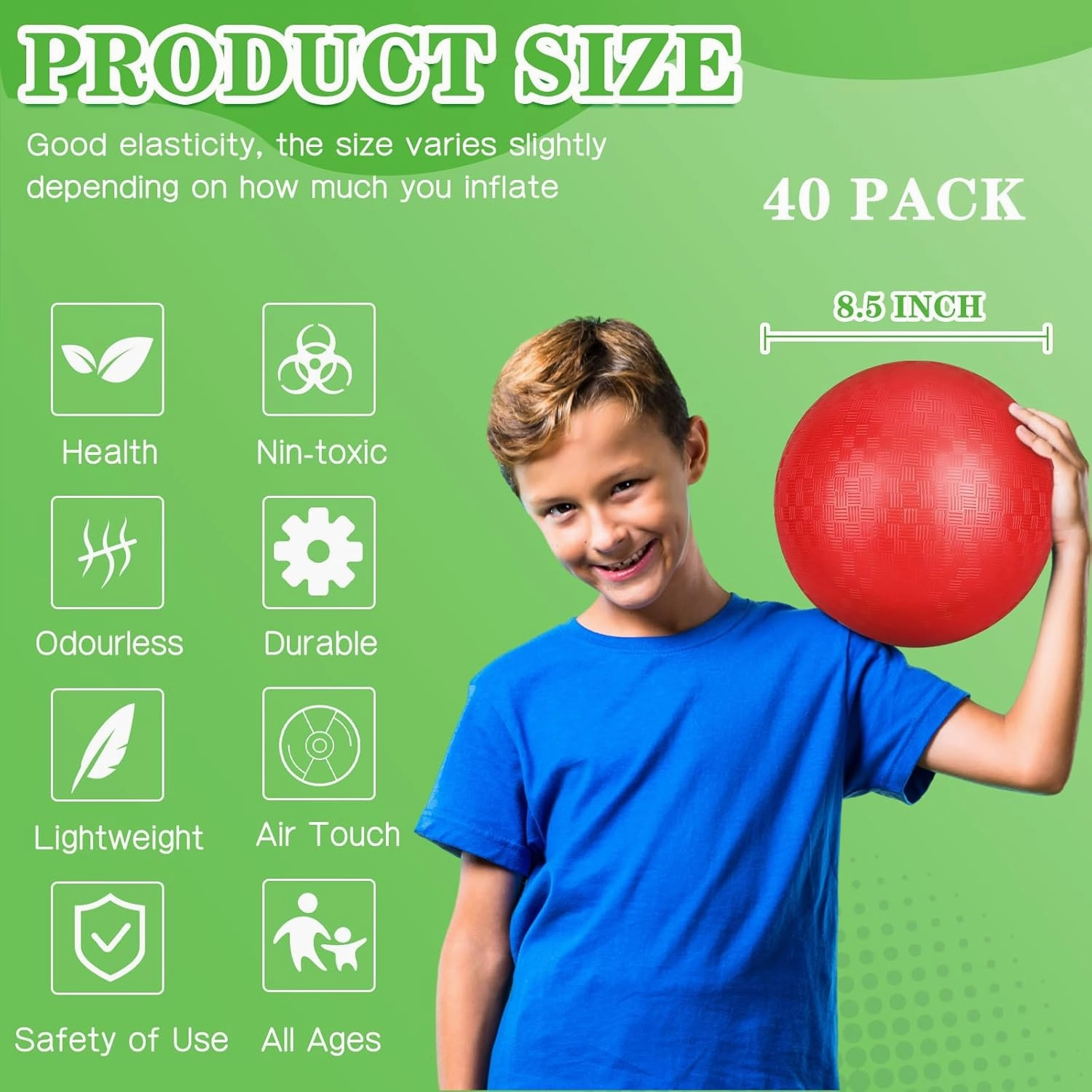 Jerify 40 Pack 8.5 inch Playground Balls Bulk Colorful Inflatable Bouncy Dodgeball Handball Kickball for Kids Adults Ball Games, Gym, Camps, Picnic,Beach, School,Indoor and Outdoor Games