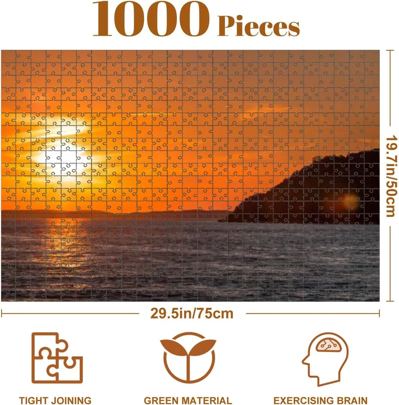 Jigsaw Puzzles 1000 Pieces for Adult Amazing Sunset Lake Michigan Mackinac Island Puzzle Game for Family Wooden Puzzle Toy Educational Games Puzzles for Home Decor