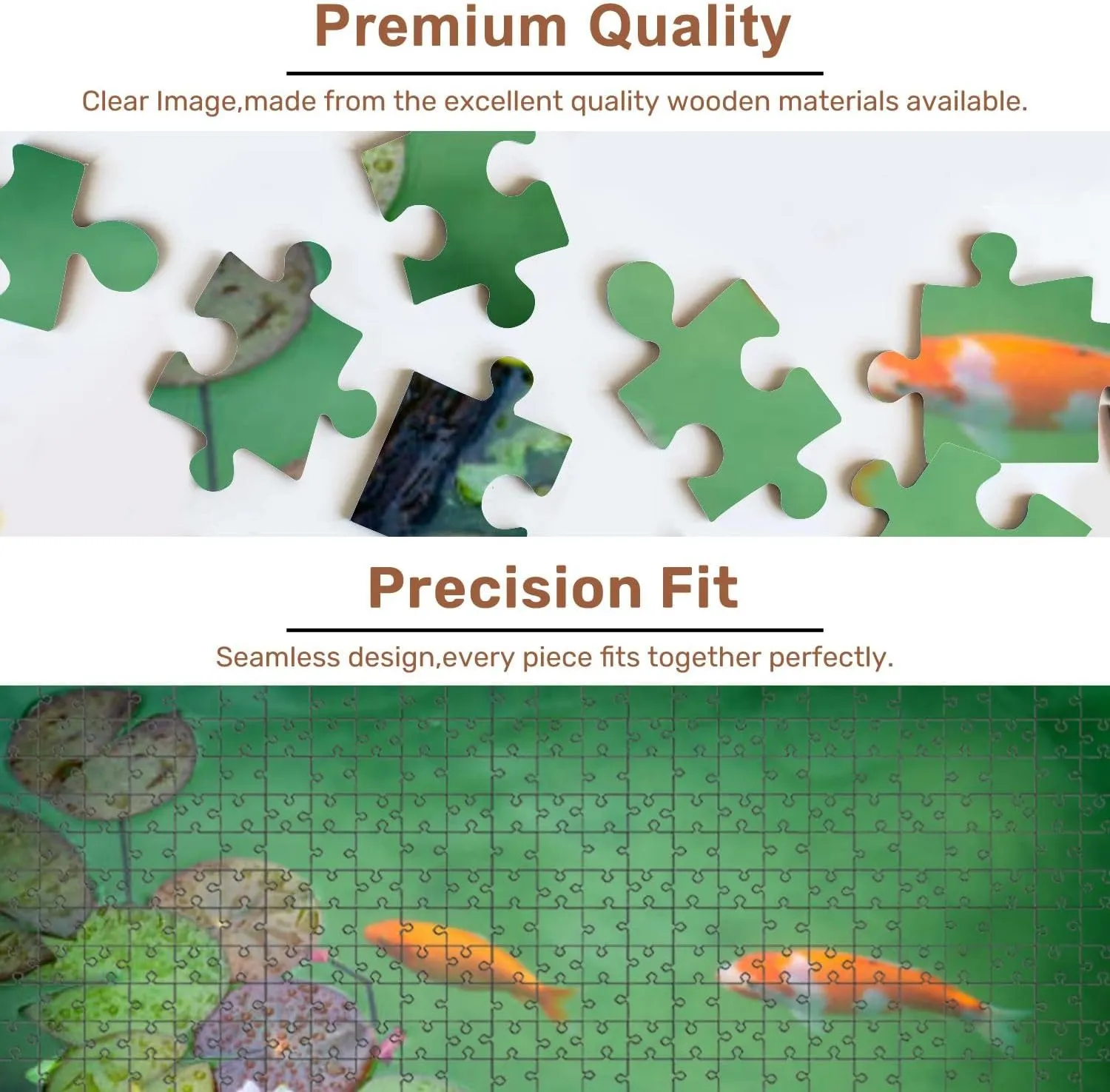 Jigsaw Puzzles 1000 Pieces for Adult Pink Water Lily koi carp Puzzle Game for Family Wooden Puzzle Toy Educational Games Puzzles for Home Decor