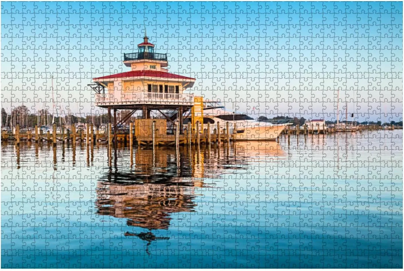 Jigsaw Puzzles 1000 Pieces for Adult Sunrise Choptank River Lighthouse Puzzle Game for Family Wooden Puzzle Toy Educational Games Puzzles for Home Decor