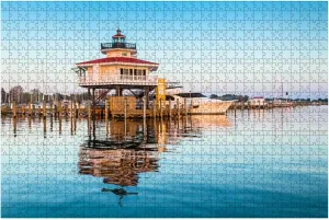 Jigsaw Puzzles 1000 Pieces for Adult Sunrise Choptank River Lighthouse Puzzle Game for Family Wooden Puzzle Toy Educational Games Puzzles for Home Decor