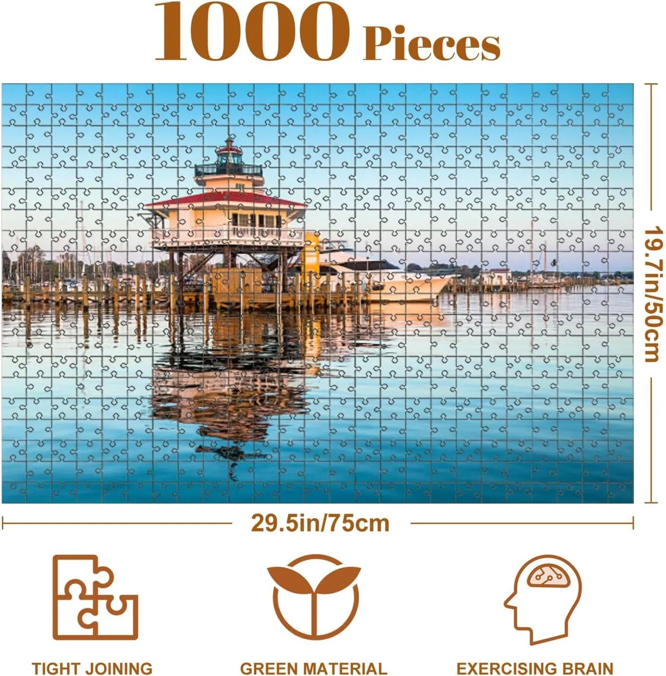 Jigsaw Puzzles 1000 Pieces for Adult Sunrise Choptank River Lighthouse Puzzle Game for Family Wooden Puzzle Toy Educational Games Puzzles for Home Decor
