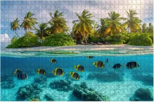 Jigsaw Puzzles 1000 Pieces for Adult Undersea Colorful Fish Corals Puzzle Game for Family Wooden Puzzle Toy Educational Games Puzzles for Home Decor