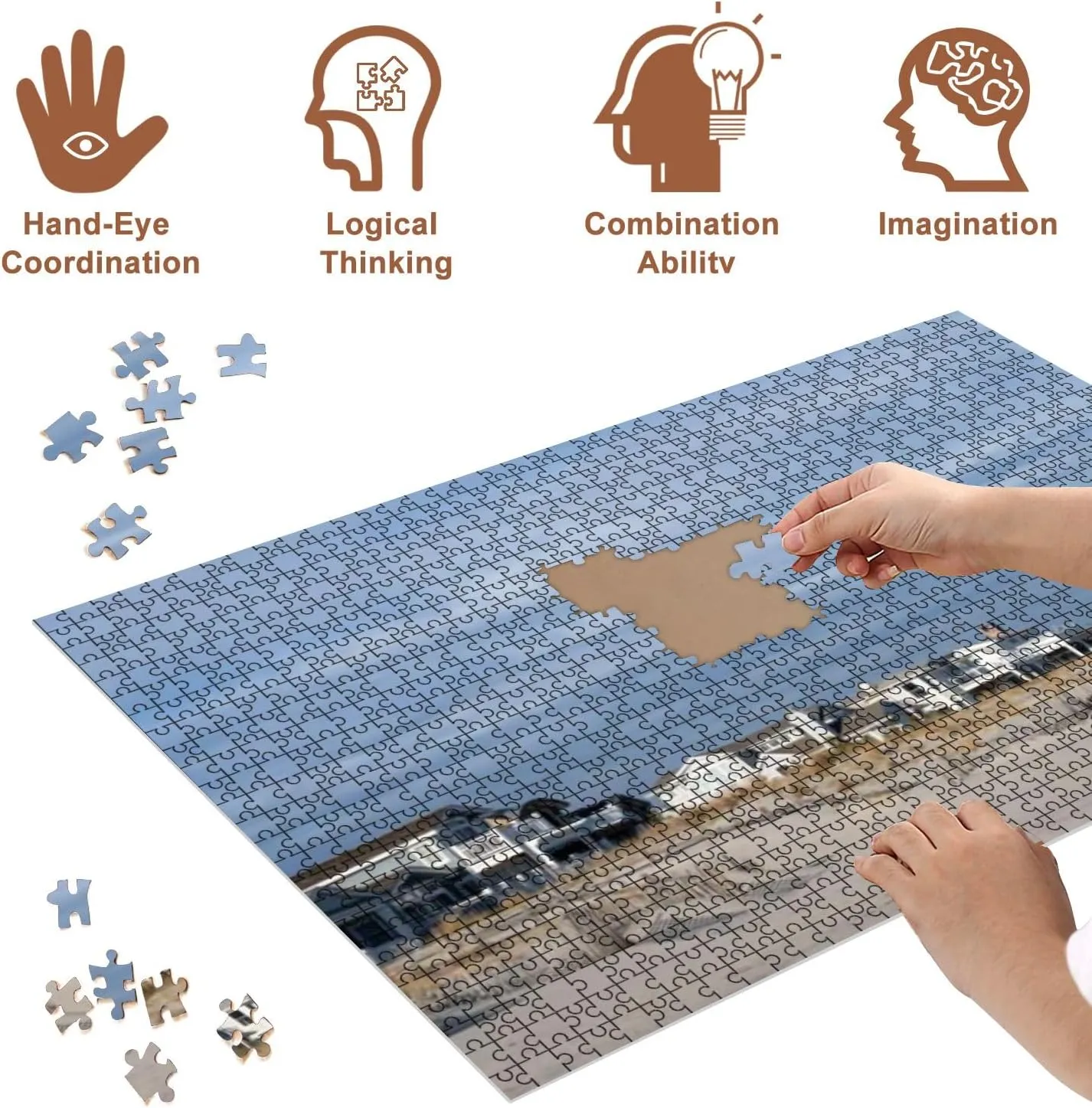 Jigsaw Puzzles 500 Pieces for Adult Beach Houses Avalon New Jersey Puzzle Game for Family Wooden Puzzle Toy Educational Games Puzzles for Home Decor