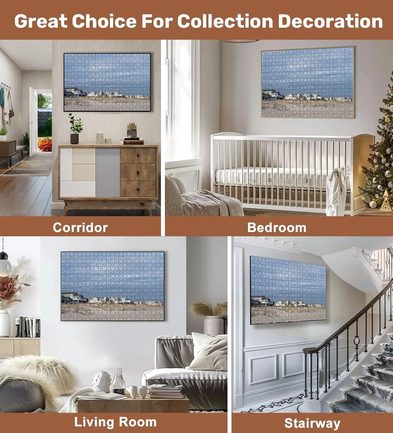 Jigsaw Puzzles 500 Pieces for Adult Beach Houses Avalon New Jersey Puzzle Game for Family Wooden Puzzle Toy Educational Games Puzzles for Home Decor