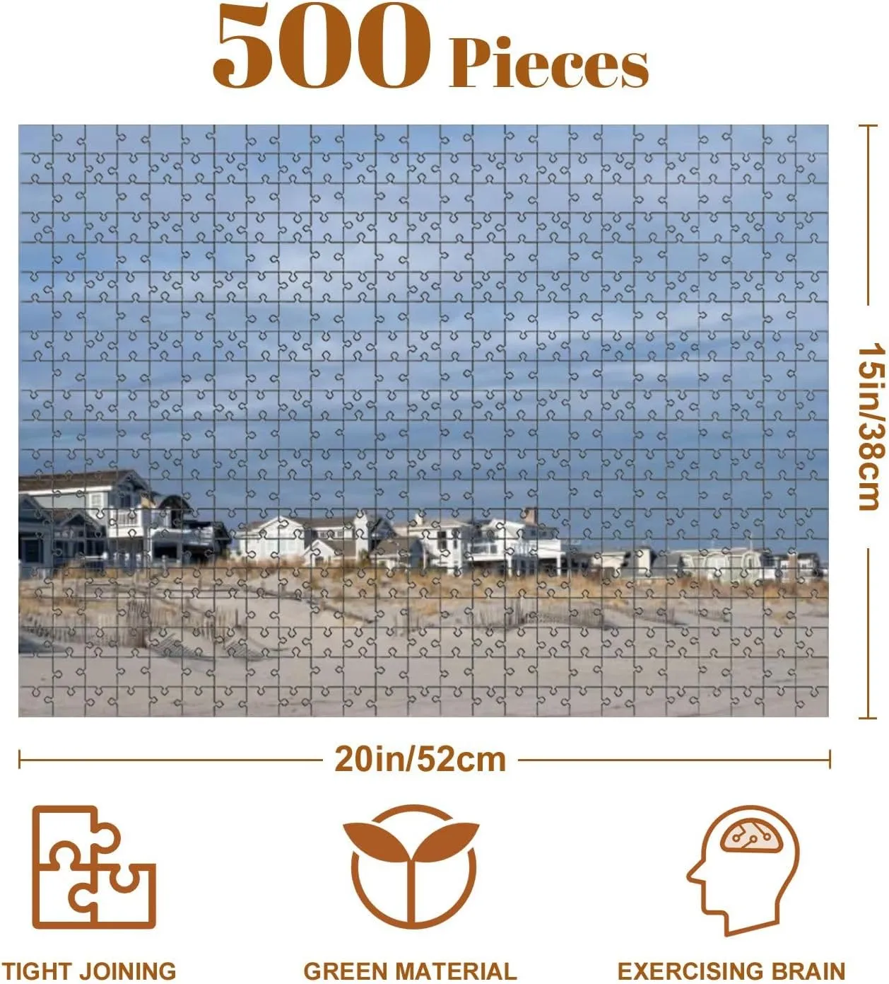 Jigsaw Puzzles 500 Pieces for Adult Beach Houses Avalon New Jersey Puzzle Game for Family Wooden Puzzle Toy Educational Games Puzzles for Home Decor