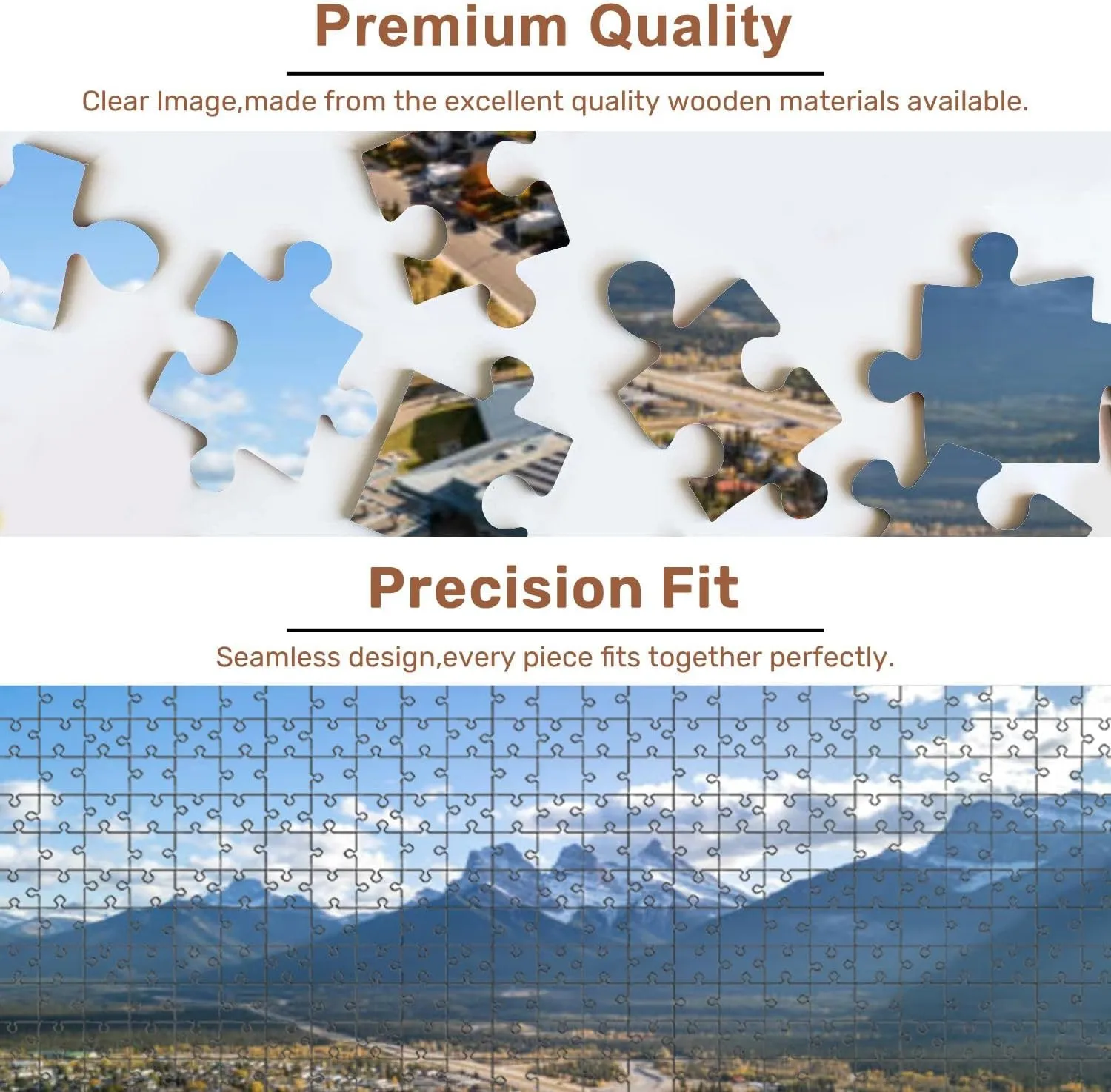 Jigsaw Puzzles 500 Pieces for Adult Canmore Alberta Canada Aerial View Trans Canada Highway Highway Autumn Puzzle Game for Family Wooden Puzzle Toy Educational Games Puzzles for Home Decor