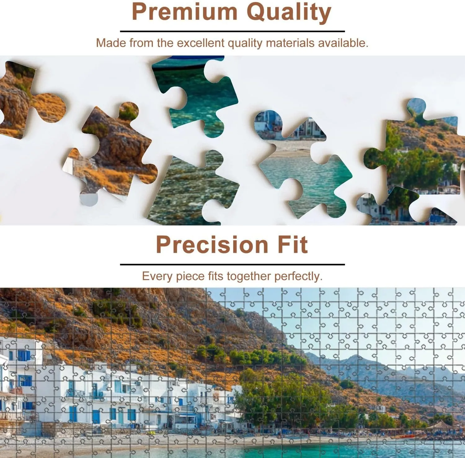 Jigsaw Puzzles 500 Pieces for Adult Fishing Boat Scenic Village Loutro Crete Greece Puzzle Game for Family Wooden Puzzle Toy Educational Games Puzzles for Home Decor