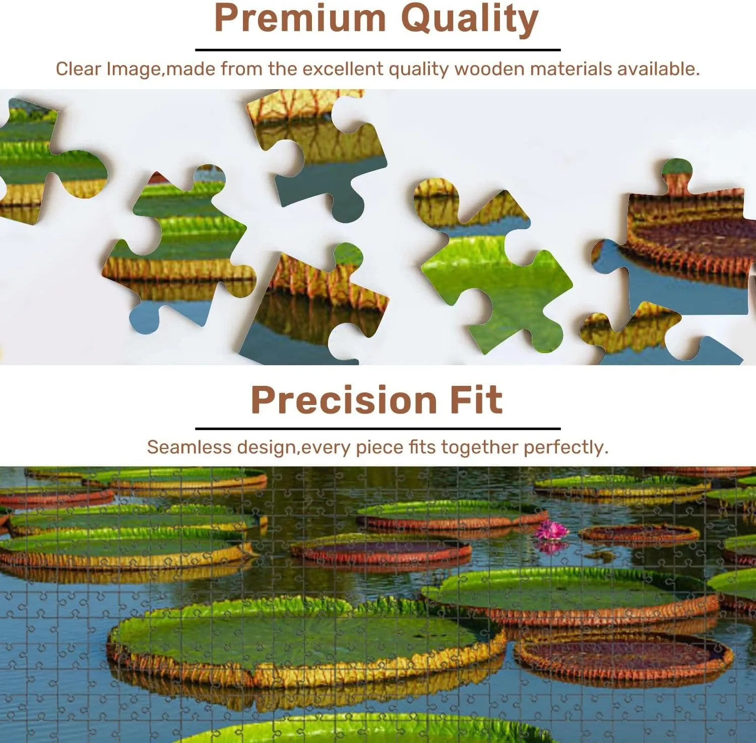 Jigsaw Puzzles 500 Pieces for Adult Giant Leaves Victoria Regia Puzzle Game for Family Wooden Puzzle Toy Educational Games Puzzles for Home Decor