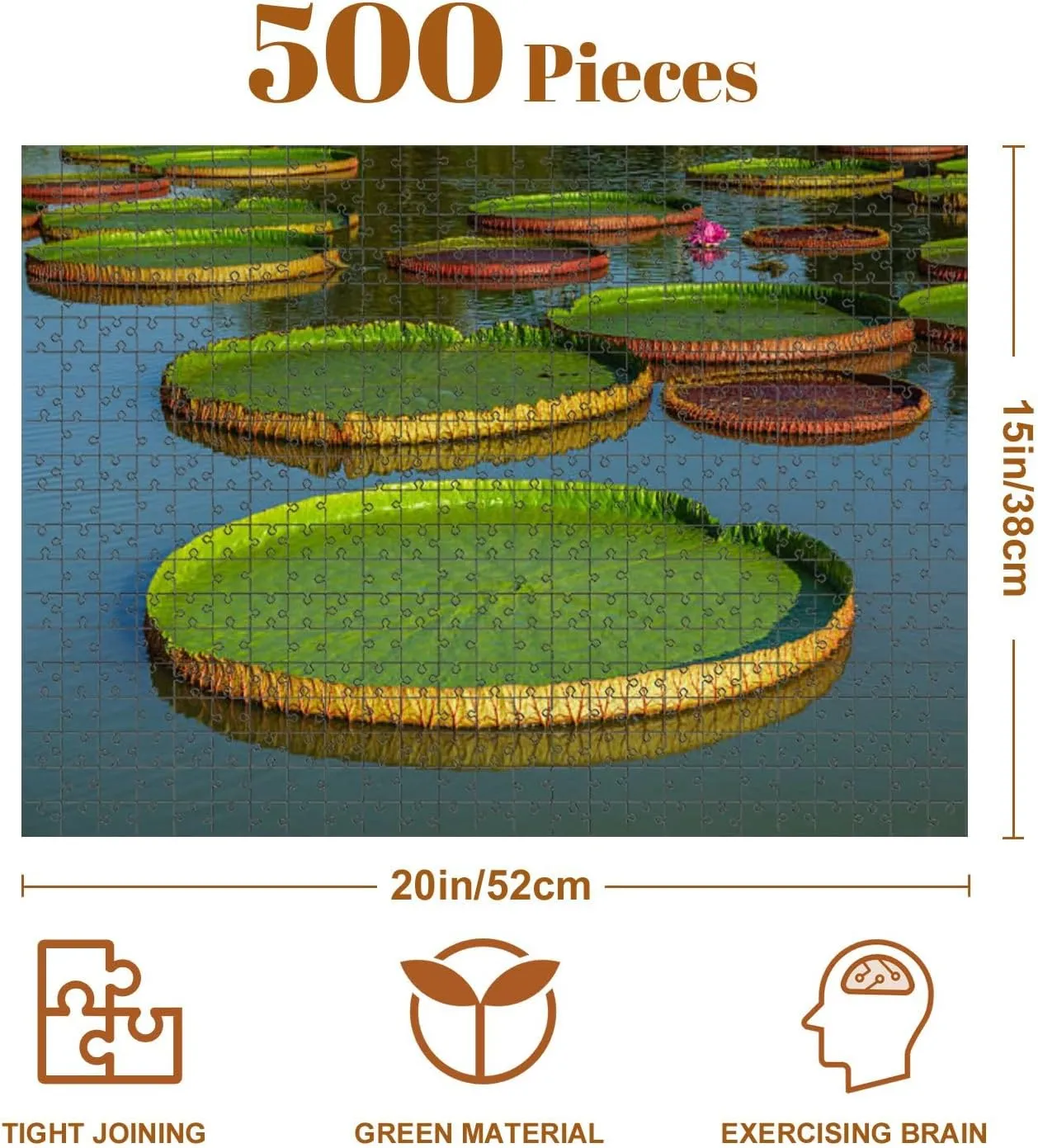 Jigsaw Puzzles 500 Pieces for Adult Giant Leaves Victoria Regia Puzzle Game for Family Wooden Puzzle Toy Educational Games Puzzles for Home Decor