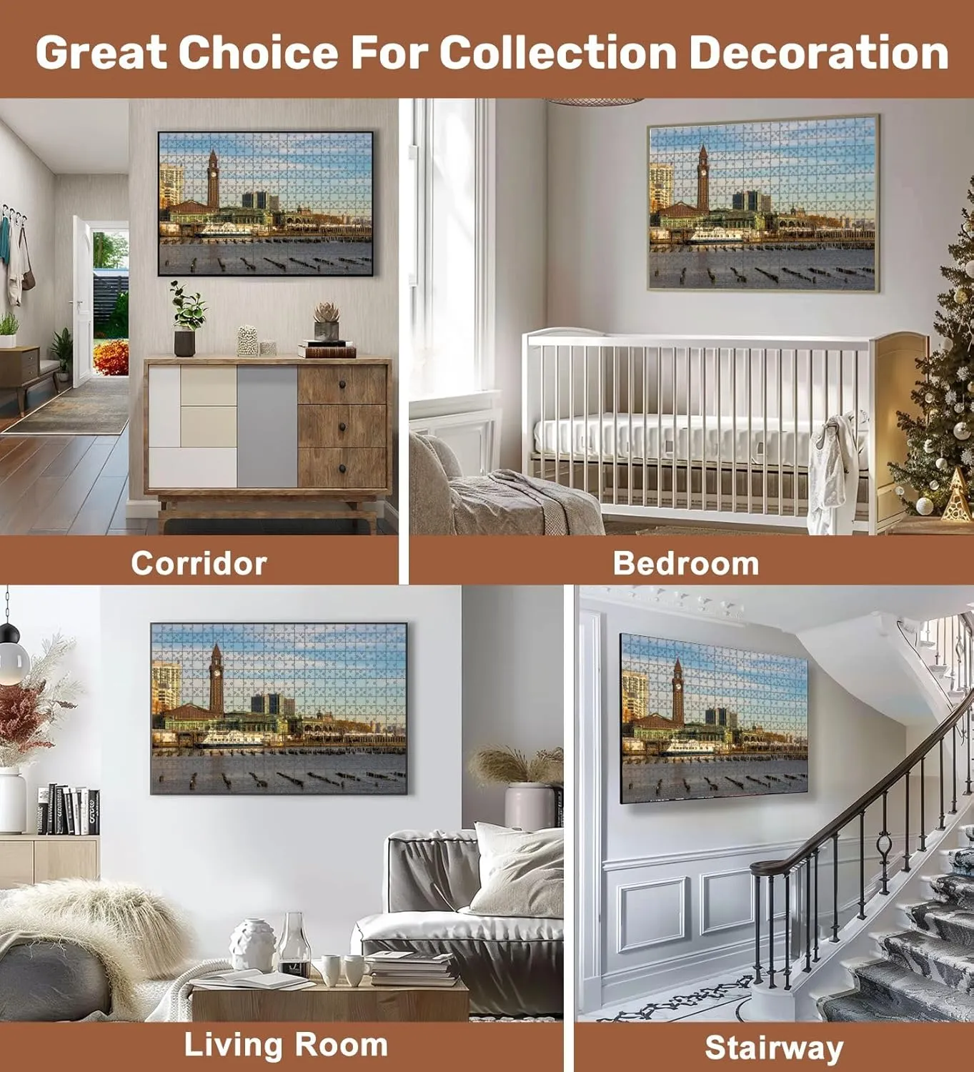 Jigsaw Puzzles 500 Pieces for Adult Horizontal View Hoboken Terminal Commuter Oriented Passenger Station Puzzle Game for Family Wooden Puzzle Toy Educational Games Puzzles for Home Decor