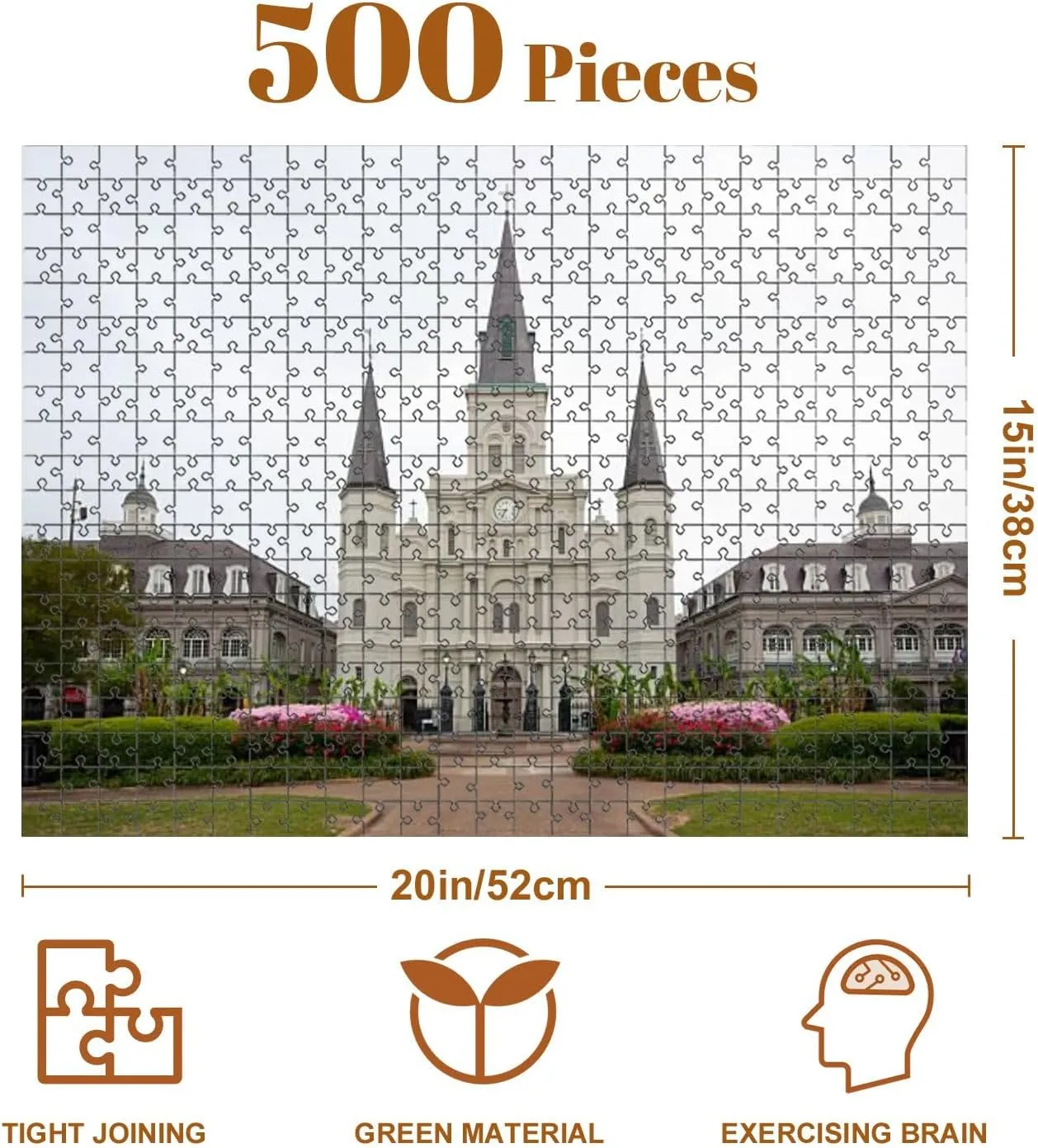 Jigsaw Puzzles 500 Pieces for Adult Jackson Square New Orleans Puzzle Game for Family Wooden Puzzle Toy Educational Games Puzzles for Home Decor
