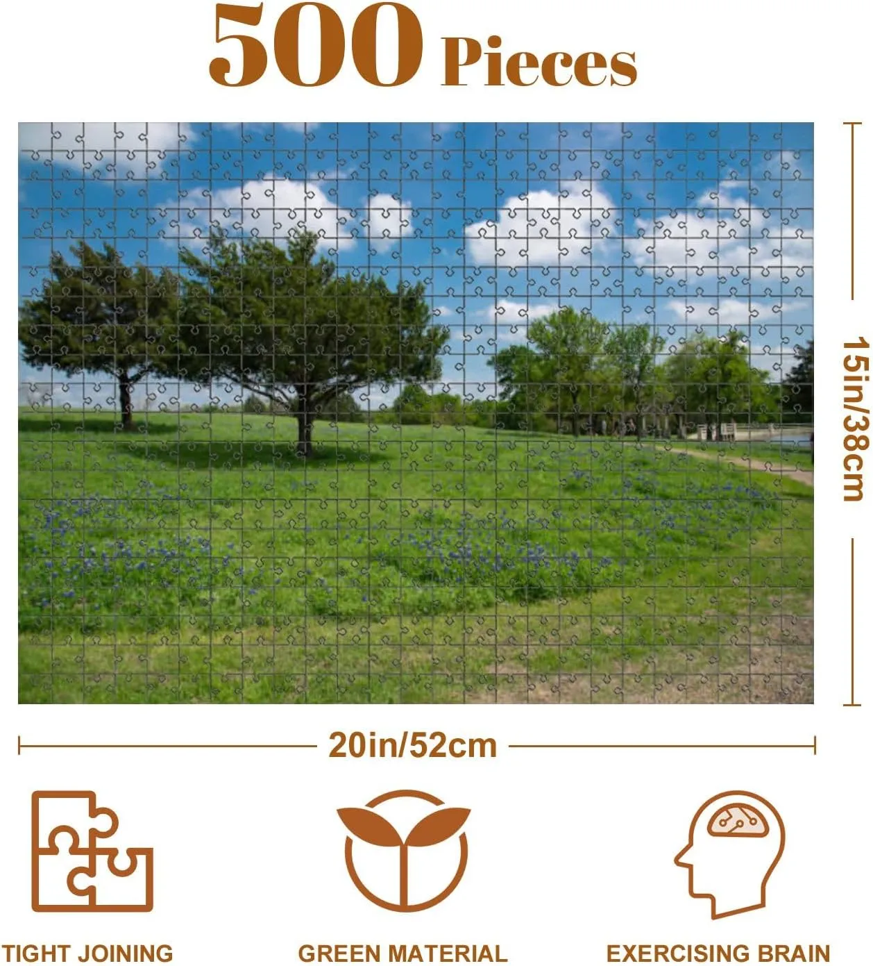Jigsaw Puzzles 500 Pieces for Adult Local Resident Enjoys Beautiful Display Bluebonnet Wildflowers Warm Puzzle Game for Family Wooden Puzzle Toy Educational Games Puzzles for Home Decor