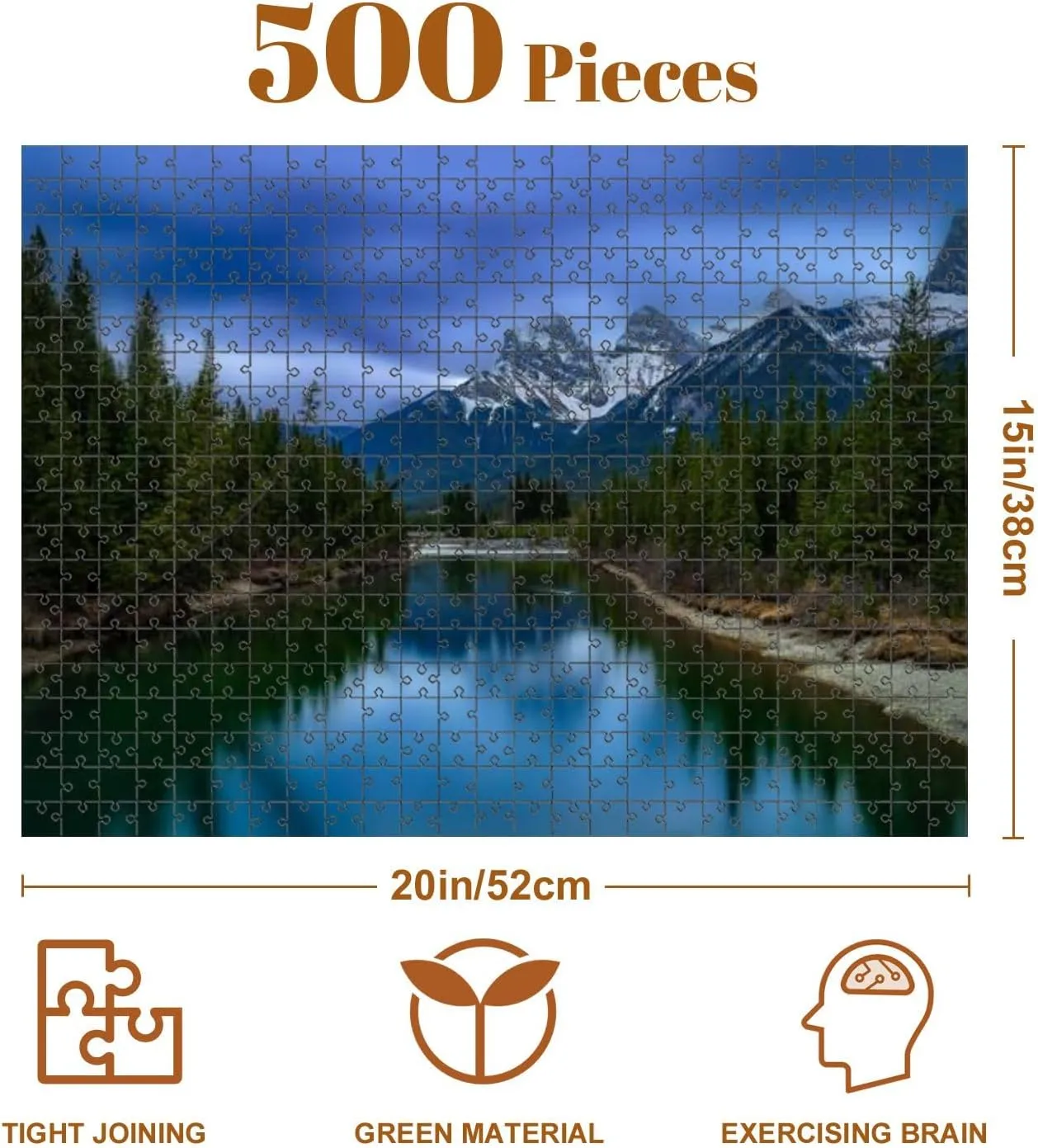 Jigsaw Puzzles 500 Pieces for Adult Long Exposure Mountain River View Canmore Puzzle Game for Family Wooden Puzzle Toy Educational Games Puzzles for Home Decor