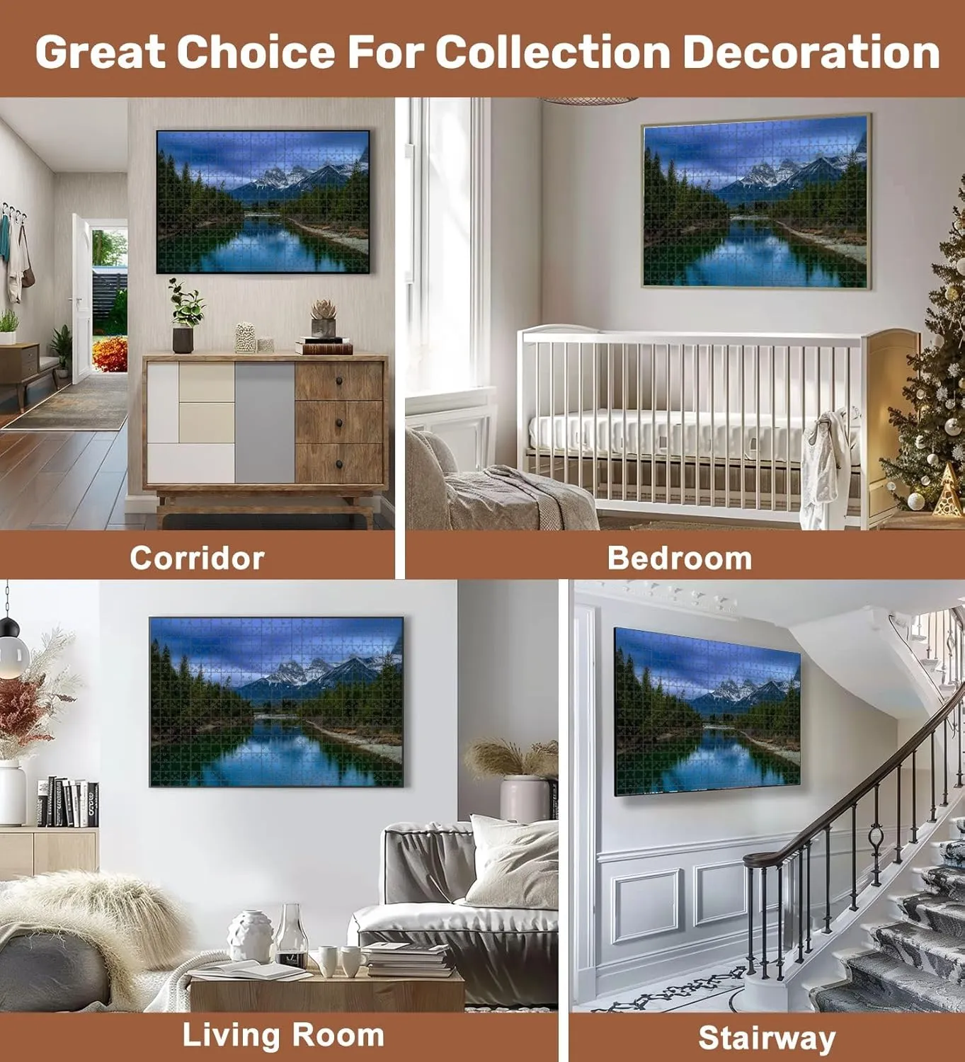 Jigsaw Puzzles 500 Pieces for Adult Long Exposure Mountain River View Canmore Puzzle Game for Family Wooden Puzzle Toy Educational Games Puzzles for Home Decor