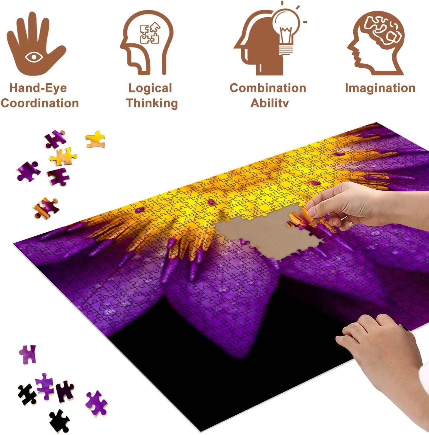 Jigsaw Puzzles 500 Pieces for Adult Lotus for Conceptual Purpose Puzzle Game for Family Wooden Puzzle Toy Educational Games Puzzles for Home Decor
