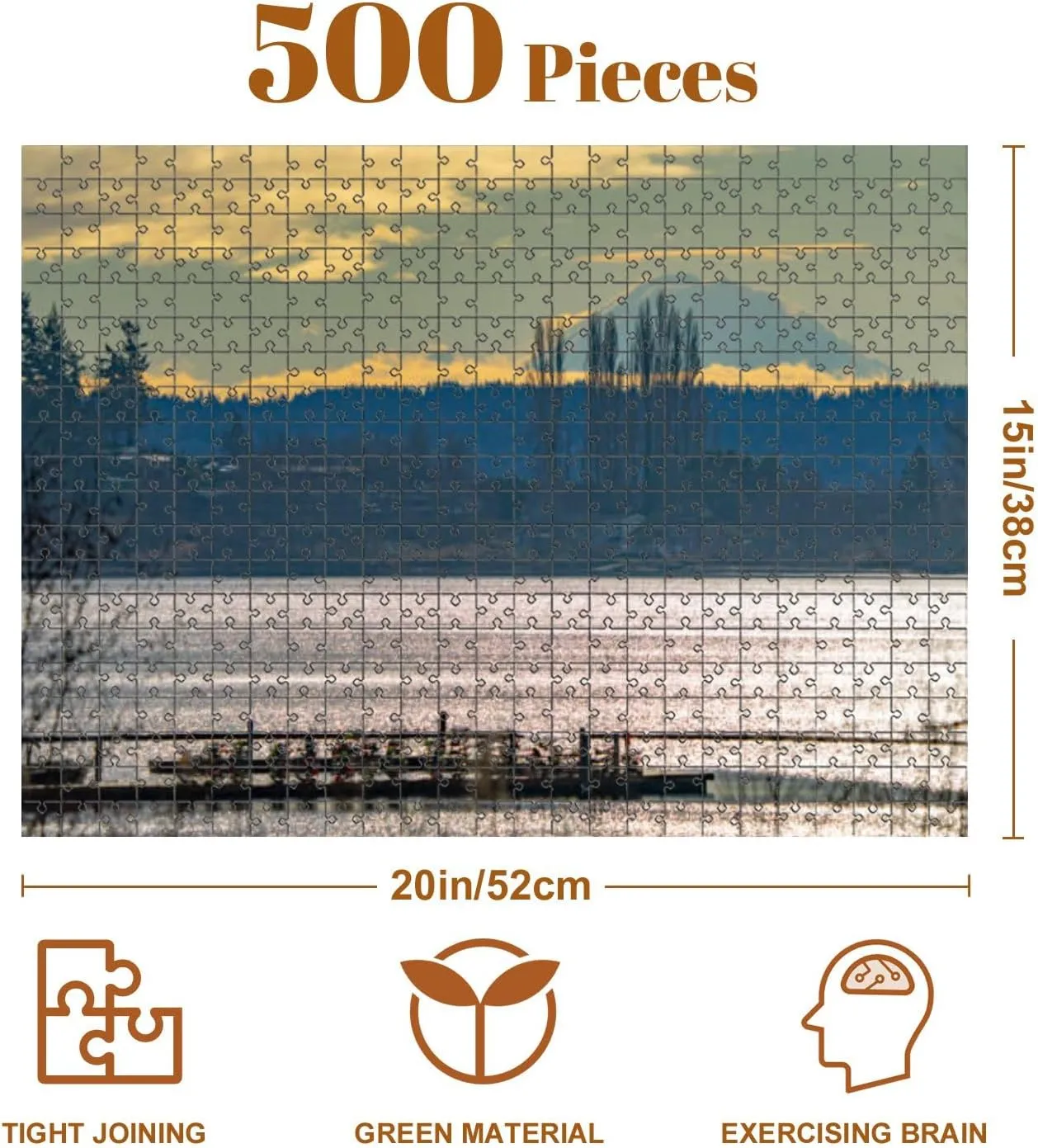 Jigsaw Puzzles 500 Pieces for Adult Mount Rainier Looms Above Tulalip Puzzle Game for Family Wooden Puzzle Toy Educational Games Puzzles for Home Decor