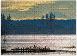 Jigsaw Puzzles 500 Pieces for Adult Mount Rainier Looms Above Tulalip Puzzle Game for Family Wooden Puzzle Toy Educational Games Puzzles for Home Decor