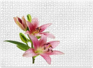 Jigsaw Puzzles 500 Pieces for Adult Pink Lily Flowers White Puzzle Game for Family Wooden Puzzle Toy Educational Games Puzzles for Home Decor