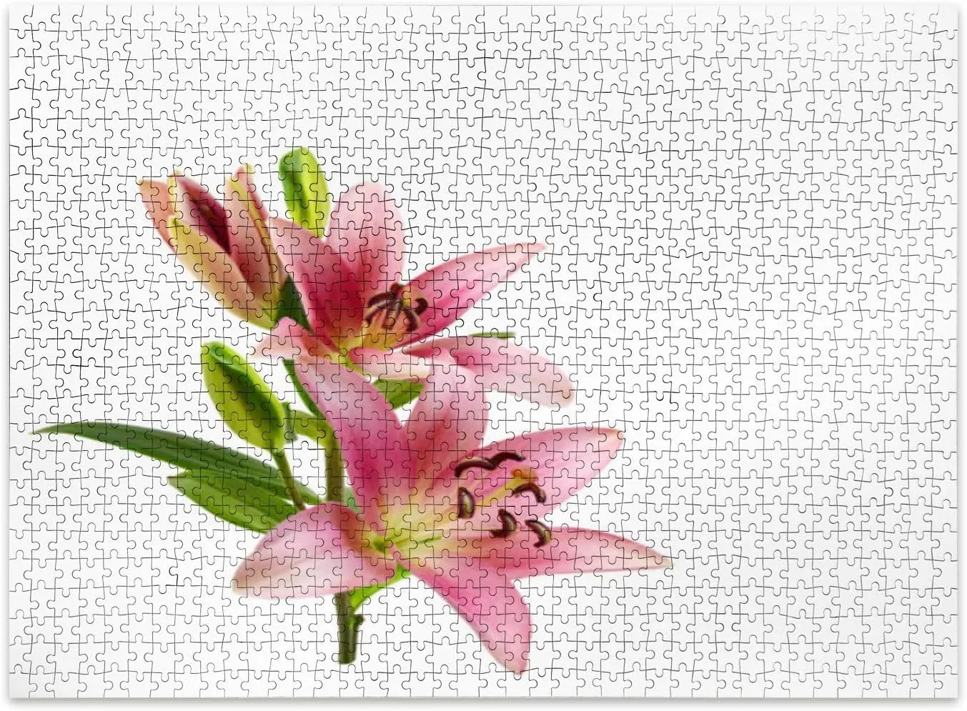 Jigsaw Puzzles 500 Pieces for Adult Pink Lily Flowers White Puzzle Game for Family Wooden Puzzle Toy Educational Games Puzzles for Home Decor