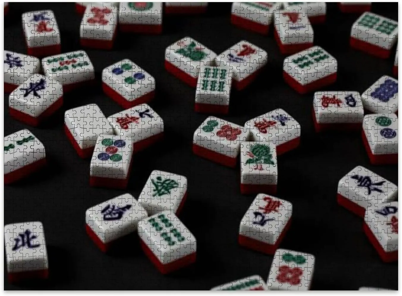 Jigsaw Puzzles 500 Pieces for Adult Red Mahjong Tiles Puzzle Game for Family Wooden Puzzle Toy Educational Games Puzzles for Home Decor
