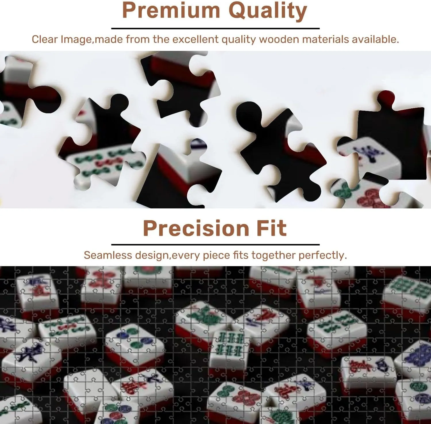 Jigsaw Puzzles 500 Pieces for Adult Red Mahjong Tiles Puzzle Game for Family Wooden Puzzle Toy Educational Games Puzzles for Home Decor