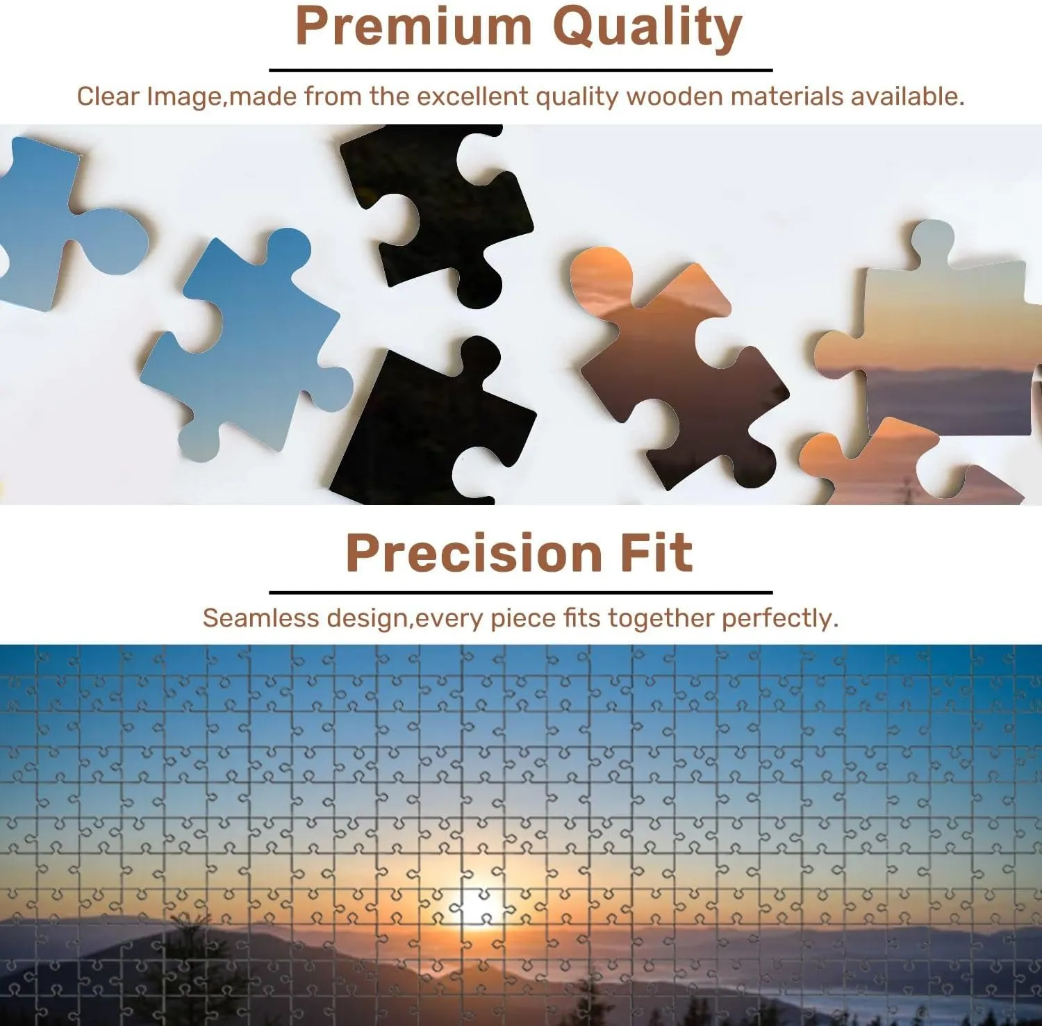 Jigsaw Puzzles 500 Pieces for Adult Red Sunrise Mountains View troutgh Trees Morning time Puzzle Game for Family Wooden Puzzle Toy Educational Games Puzzles for Home Decor