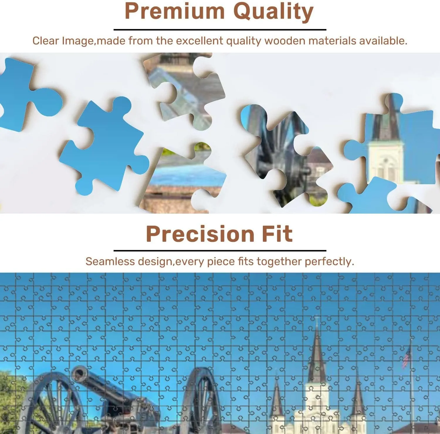 Jigsaw Puzzles 500 Pieces for Adult Saint Louis Cathedral New Orleans Puzzle Game for Family Wooden Puzzle Toy Educational Games Puzzles for Home Decor