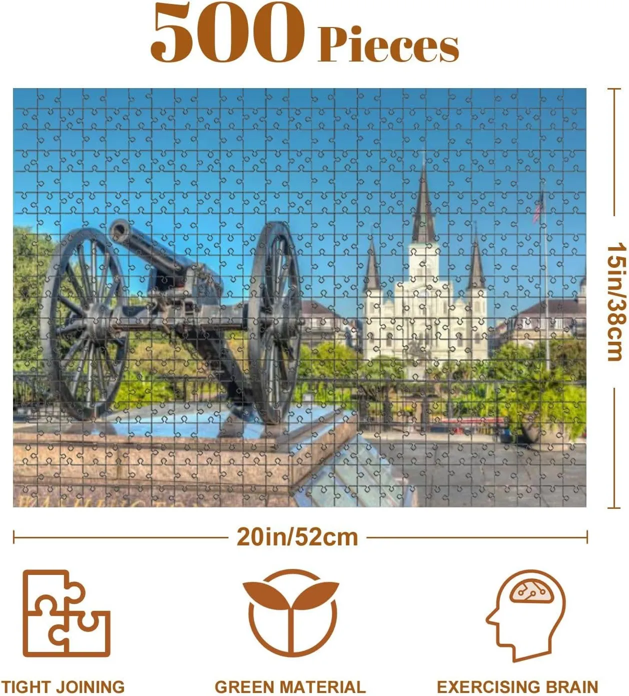 Jigsaw Puzzles 500 Pieces for Adult Saint Louis Cathedral New Orleans Puzzle Game for Family Wooden Puzzle Toy Educational Games Puzzles for Home Decor